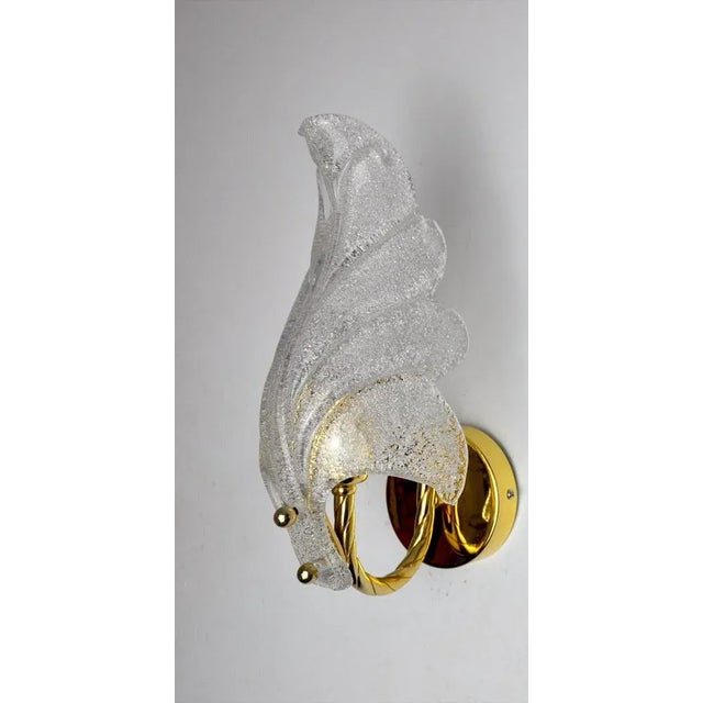 Hollywood Regency Leaf Sconce in Murano Glass by Carl Fagerlund, Germany, 1970s For Sale - Image 3 of 8
