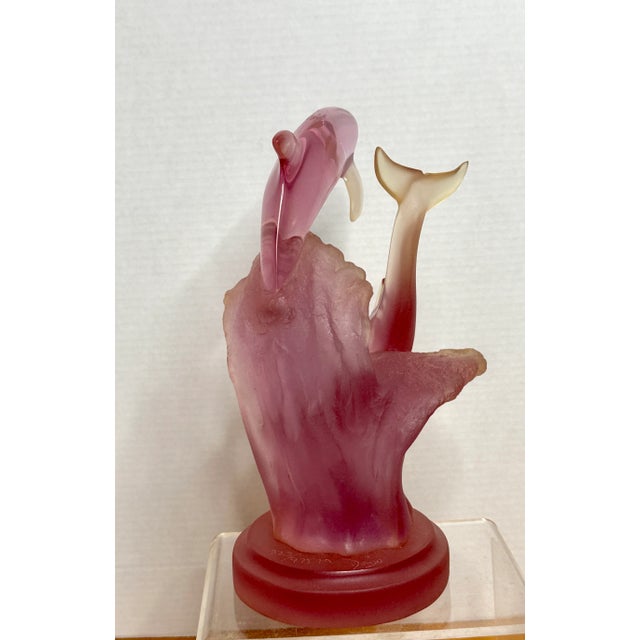 Transitional Vintage Lucite Dolphins Sculpture Signed Donjo ~ 323/995 Limited Edition For Sale - Image 3 of 7