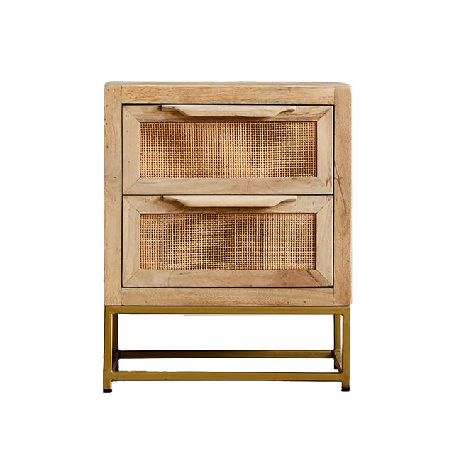Wood Natural Rattan Wooden Bedside Table For Sale - Image 7 of 7