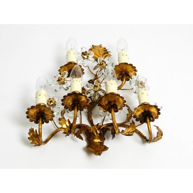 Large Italian Gold Plated Wall Lamp with Six Sockets from Banci Firenze, 1950s For Sale - Image 4 of 18