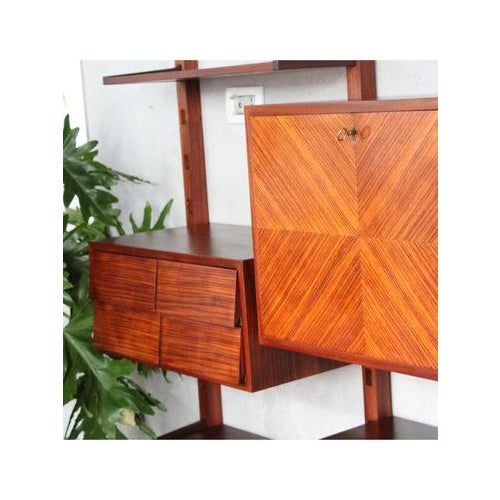 Brown Rosetta 3-Module Bookcase, Italy, 1950s-1960s For Sale - Image 8 of 15