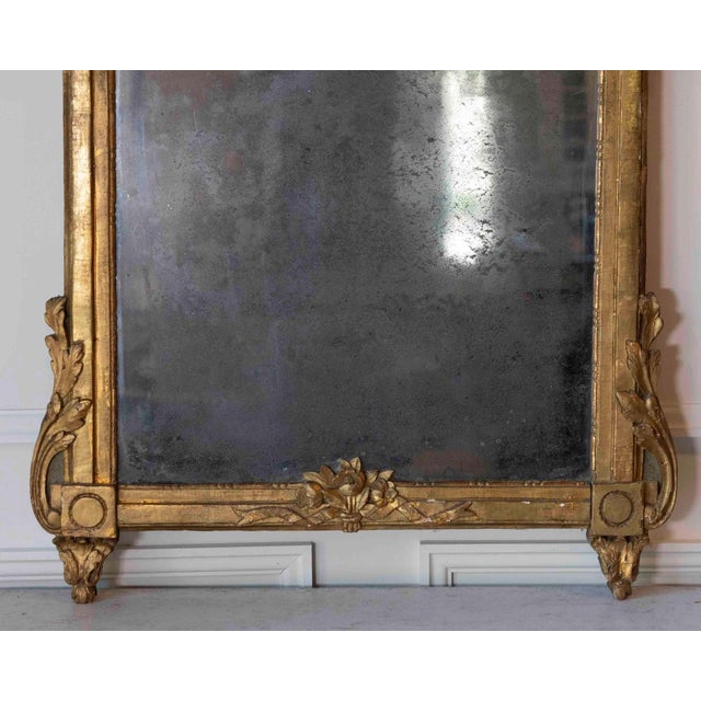 French French Louis XVI Giltwood Mirror with Urn & Garland Pediment, 18th c. For Sale - Image 3 of 16