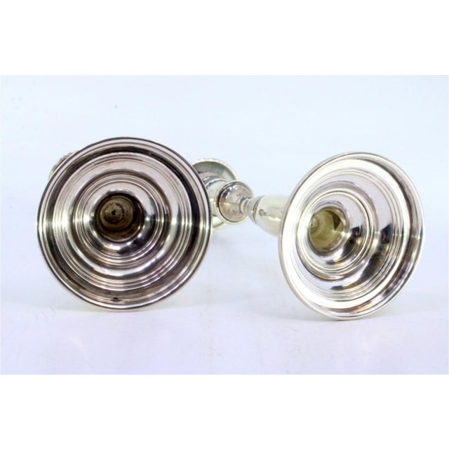 Plain Silver Candlesticks with Friezes on the Circular Bases, Set of 2 For Sale - Image 4 of 8