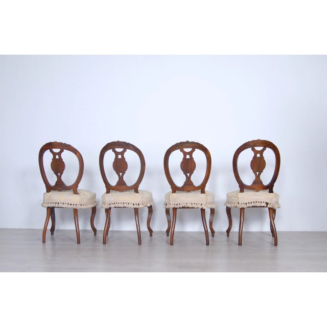 Walnut Chairs by Luigi Filippo, Italy, 1800s, Set of 4 For Sale - Image 5 of 17