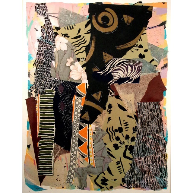 "Assemblage '87 #8" unframed Original Painting and Mixed Media on Thick Watercolor Paper by Sally Anderson. Hand signed by...