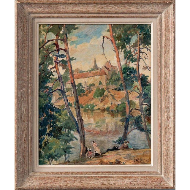 French School Artist, Lakeside Scene, Oil Painting on Board, 1944 For Sale - Image 6 of 9