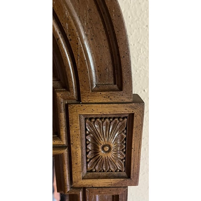 Spanish Revival Pair of Vintage Spanish/Baroque Revival Carved Wood Arched Wall Mirrors For Sale - Image 3 of 11