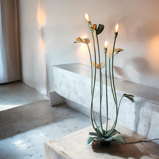 Gold Late 20th Century Art Nouveau Sculptural Floor Lamp, France For Sale - Image 8 of 14