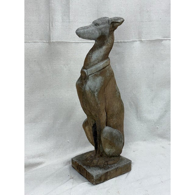 Mid 20th Century Cast-Stone Greyhound Garden Sculpture For Sale - Image 9 of 9