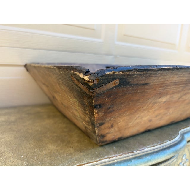 19th Century Primitive Hand-Hewn Wooden Dough Trough With Iron Repairs For Sale - Image 10 of 16