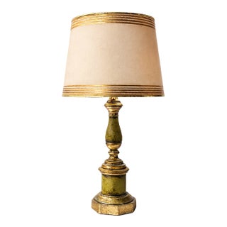 Vintage Circa Late 1960s–1970s Borghese Table Lamp With Original Shade & Finial – 1970s Traditional For Sale