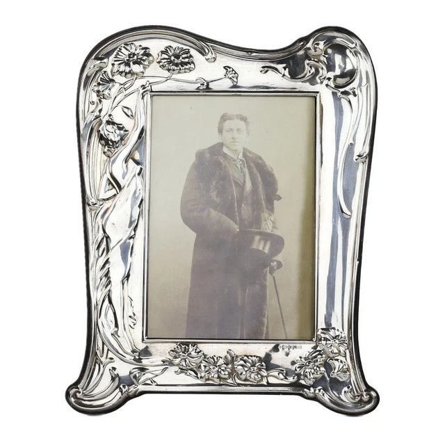 Metal Art Nouveau Sterling Silver Photograph Frame, Sheffield, United Kingdom For Sale - Image 7 of 7