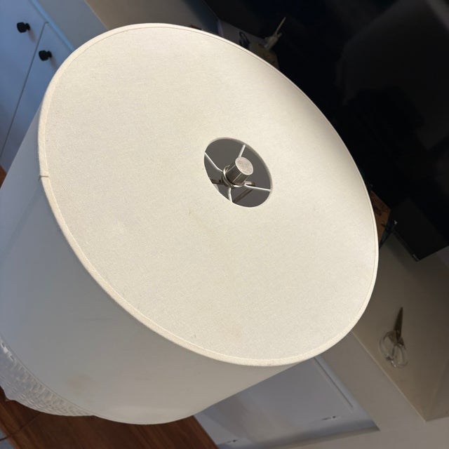 Large Neutral Ralph Lauren Woven Ceramic Table Lamp With Linen Drum Shade For Sale - Image 15 of 16