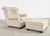EJ Victor Ralph Lauren Writer’s Chair and Ottoman in Amelot Linen For Sale - Image 4 of 18