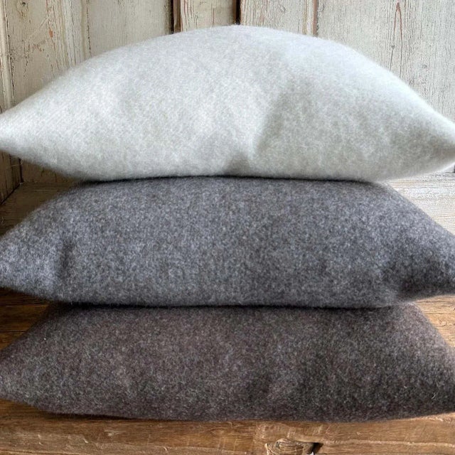 Not Yet Made - Made To Order Custom Made Snow White Alpaca Wool Lumbar Pillow With Insert For Sale - Image 5 of 6