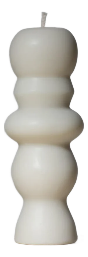 Sculptural Postmodern Beeswax Pillar Candle No.02 in Alabaster White