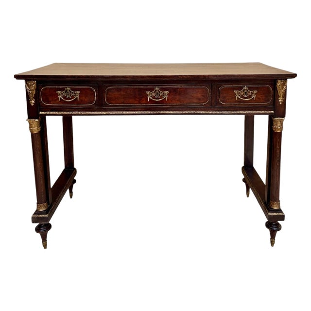 French Desk Table in Brown Golden Bronze, 1870 For Sale