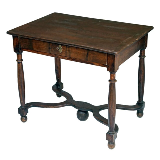 18th Cen.,French Louis XIII Style Walnut Side Table With Curving X-Form Stretcher For Sale - Image 4 of 8