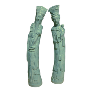 Vintage Asian Emperor & Empress Statues, a Pair