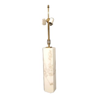 Vintage 1960s Square Column Calacatta Gold Marble Lamp Attributed to T. H. Robsjohn-Gibbings For Sale