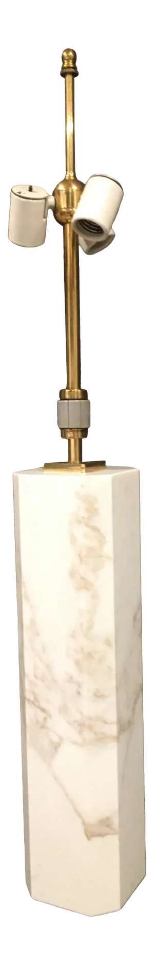 Vintage 1960s Square Column Calacatta Gold Marble Lamp Attributed to T. H. Robsjohn-Gibbings