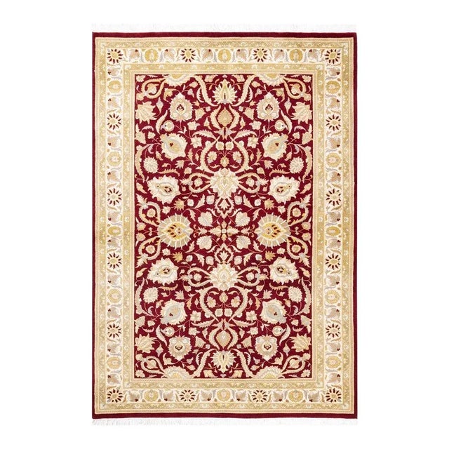 Red Mogul, One-of-a-Kind Hand-Knotted Area Rug in Red, 4' 2" x 6' 4" For Sale - Image 8 of 8