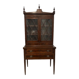 Early 19th Century Antique American Federal Inlaid Secretary Desk For Sale
