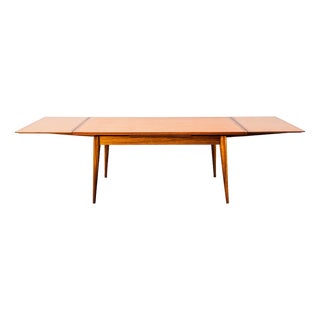 Restored 1950s French Mid Century Modern Mahogany Extension Dining Table For Sale