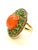 Bochic "Orient" Vintage Orange Opal, Emerald & Diamond Ring Set In 18K & Silver For Sale In New York - Image 6 of 18