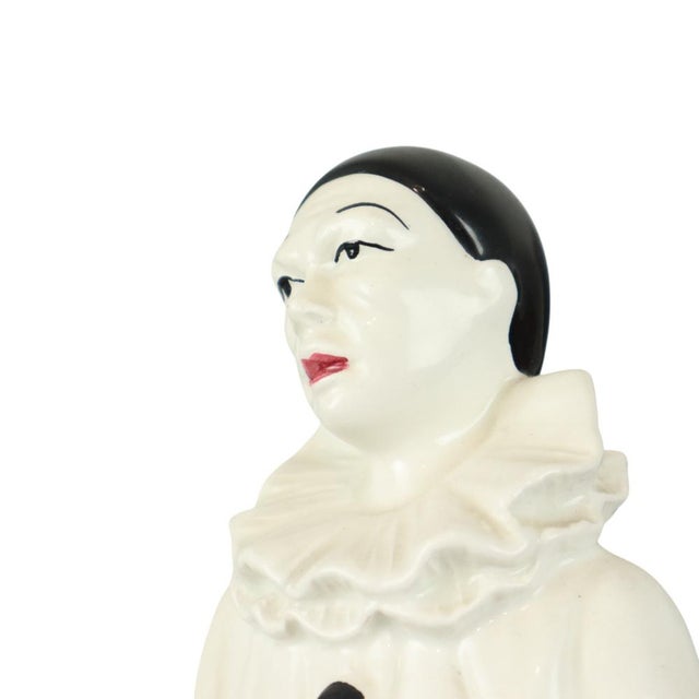 Vintage Ceramic Pierrot Statue with Lute, France, 1960s For Sale - Image 12 of 14