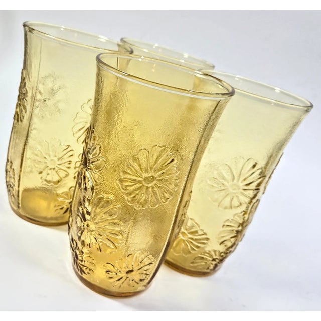Sunny Yellow Flower Tumblers- Set of Four For Sale - Image 10 of 11