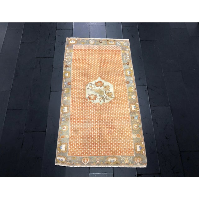 Orange Floral Vintage Rug - 3′10″ × 7′1″ For Sale - Image 11 of 11