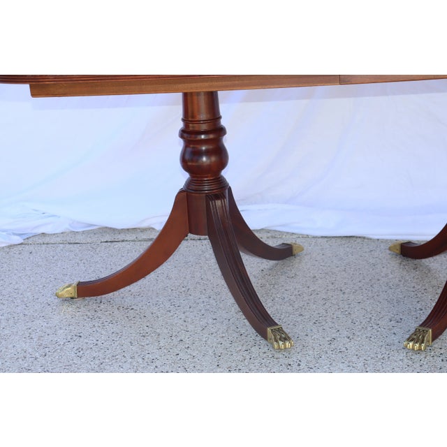 Wood Ethan Allen Inlaid Banded Dining Room Table For Sale - Image 7 of 13