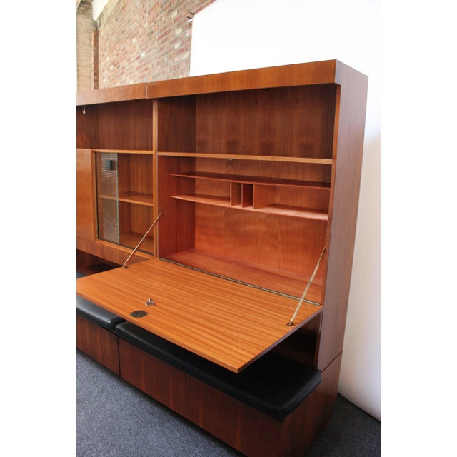 Brown Pair of Italian Free-Standing Wall Units in Walnut on Ebonized Plinth Bases For Sale - Image 8 of 13