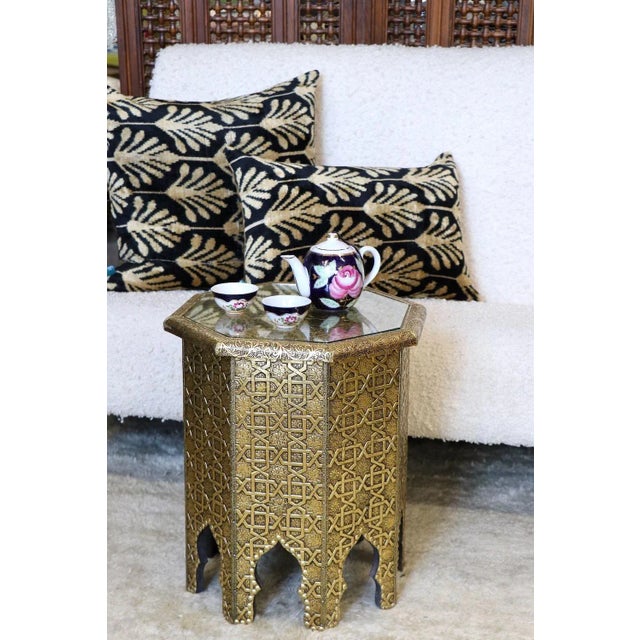 Moroccan Golden Metal Side Table For Sale In New York - Image 6 of 6