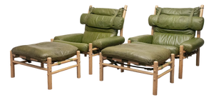 Inca Lounge Chairs and Ottomans by Arne Norell for Norell AB, Sweden, 1970s, Set of 4