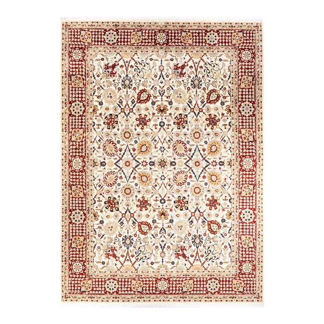 Mogul, One-of-a-Kind Hand-Knotted Area Rug in Ivory, 9' 1" x 12' 5" For Sale