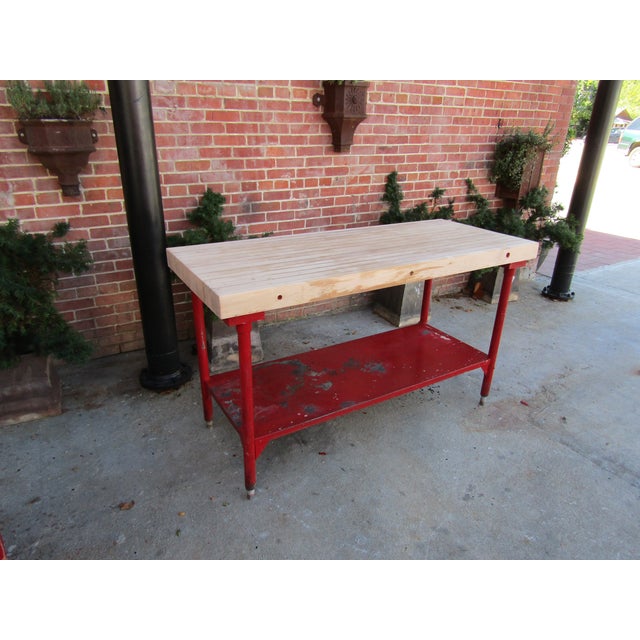 1950s Vintage Butchers Block Table Kitchen Island 1950s For Sale - Image 5 of 9