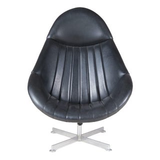 Swivel Easy Chair on Chrome Crossbase with Black Skai Seat by Rudolf Wolf for Rohé, Netherlands, 1960s For Sale
