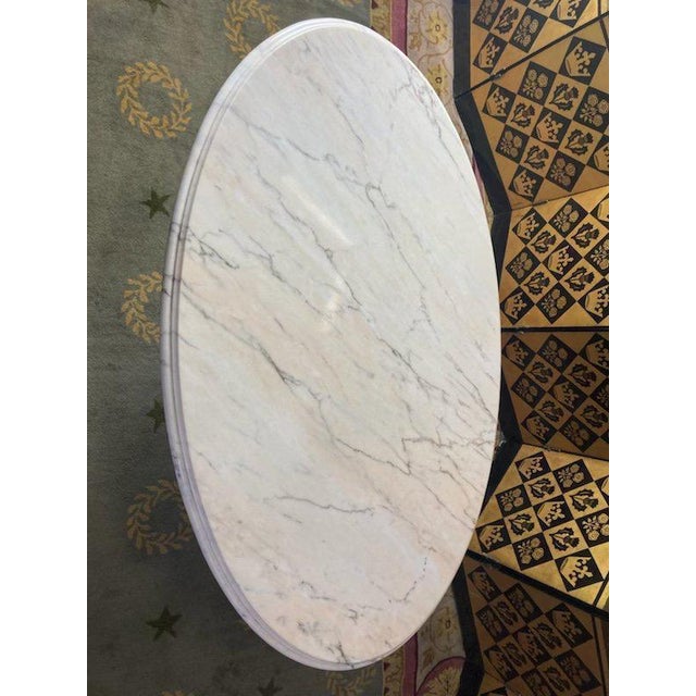 Carrara Marble Oval Coffee Table For Sale - Image 3 of 3