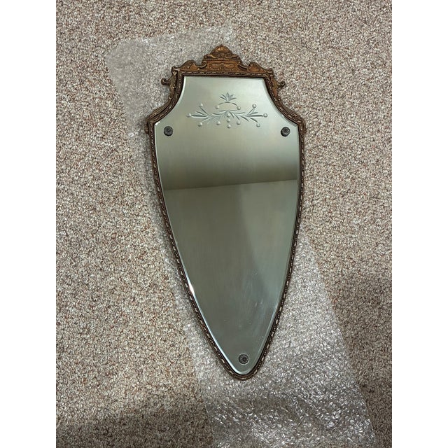 Glass Vintage Vintage Italian Rococo or Venetian Style Shield-Shaped Wall Mirror For Sale - Image 7 of 8