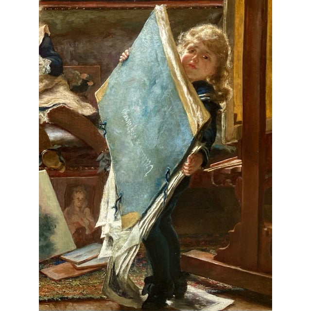 Edgard Farasyn, The Mischievous Little Artists, 1881, Oil on Canvas For Sale - Image 7 of 12