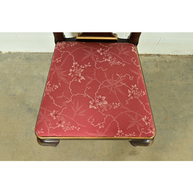 Wood Henredon Chinoiserie Queen Anne Hand Painted Oak Side Chairs or Dining Chairs, Pair For Sale - Image 7 of 14