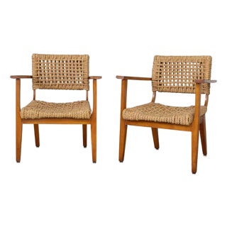 1950s Pair of Lounge Chairs Attributed to Adrien Audoux & Frida Minet For Sale