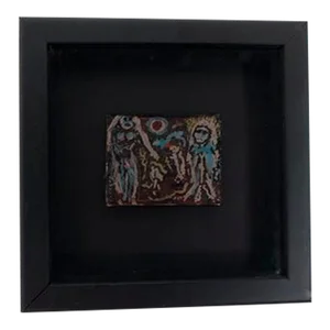 1990s Abstract Mardi Gras Scene Original Oil Painting, Framed