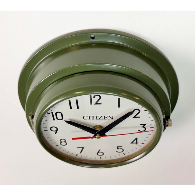 Vintage Green Citizen Ships Wall Clock, 1970s For Sale - Image 4 of 17