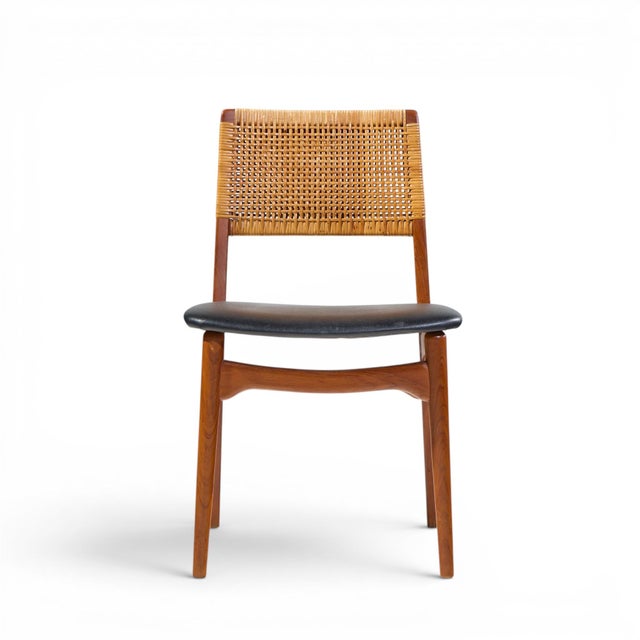 Mid 20th Century E. Knudsen for Jensen & Lykkegaard Model 47 Mid Century Danish Teak and Cane Dining Chairs - Set of 4 For Sale - Image 5 of 10