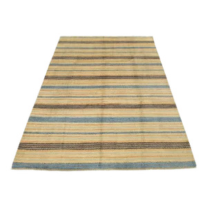 Striped Rug 8′ X 10’5” Multicolor Wool Contemporary Hand-Knotted Carpet