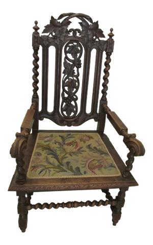 19th Century Jacobean Revival Throne Chair