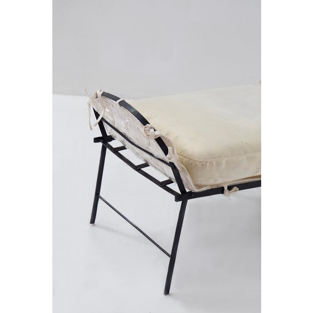 French Art Deco Country Deck Chair in Iron with Fabric Cushions, 1939 For Sale - Image 3 of 15